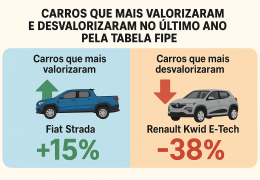 Carros que mais valorizaram e desvalorizaram no último ano pela Tabela Fipe