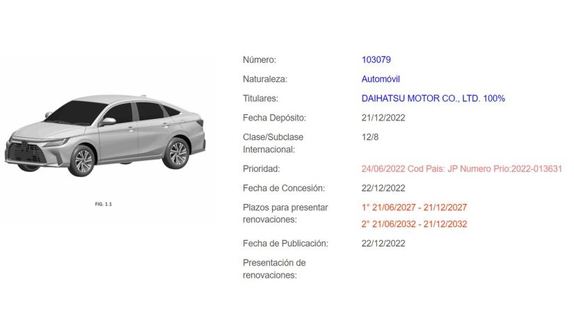 Novo Toyota Yaris Sedan ganha registro na Argentina