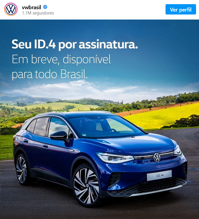 Volkswagen ID.4 será lançado no Brasil somente através de plano de assinatura